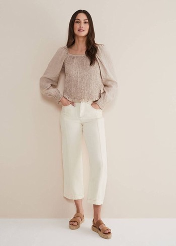 Phase Eight Fraya Wide Leg Jeans White Canada | QWHPNU-954